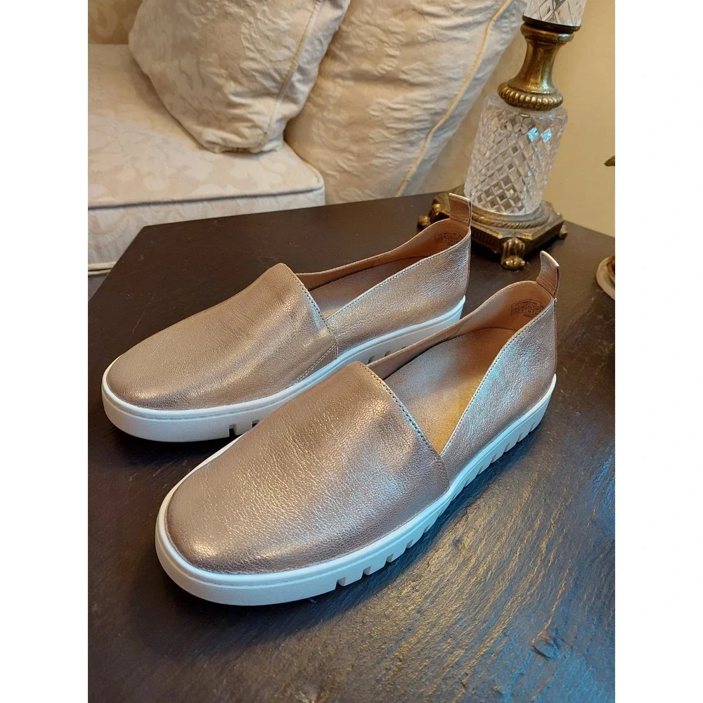 Vionic Wmns Uptown Aline Leather Slip-on Comfort Loafer Champagne 7.5W $145 NEW!